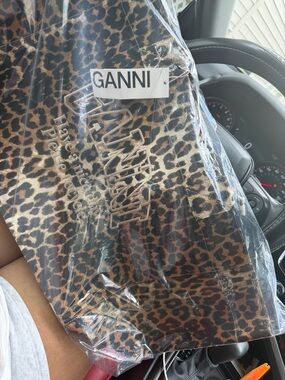 Ganni Leopard-Print Tote in Brown and Black